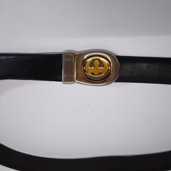 Vintage Gucci Reversible GG Black Brown Leather Belt - Picture 6 of 15